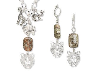 Design Idea M H 3 8 - Rainbow Rhyolite Gemstone Beads and Metal Charms