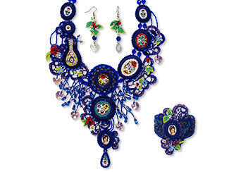 Bib-Style Necklace, Cuff Bracelet and Earring Set