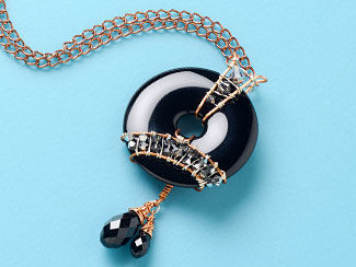 Wire wrapped black onyx component