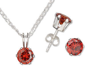 Simple Cubic Zirconia Necklace and Earrings