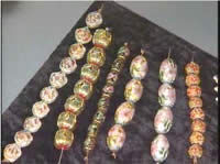 Beads laid out on a tray