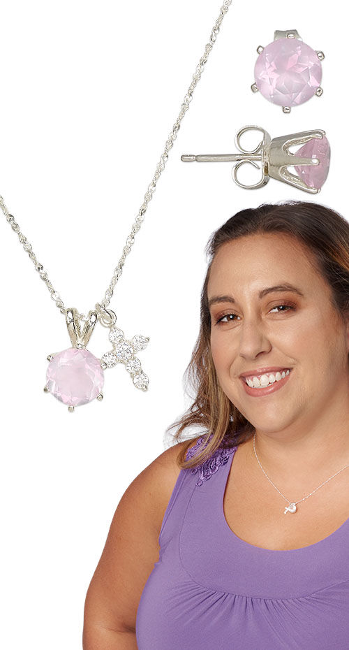 Necklace and earrings using faceted gems