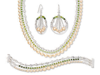Triple-Strand Necklace, Bracelet and Earring Set