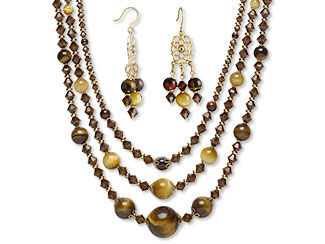 Triple-Strand Necklace and Earring Set