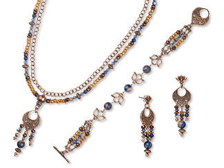 Double-Strand Necklace, Triple-Strand Bracelet and Earring Set