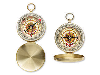 Two views of a compass