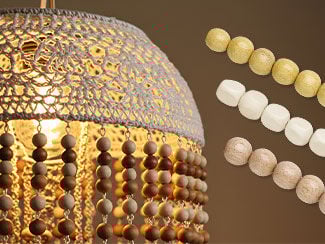 Elegant Lamp Shade Crafted with Crochet and Adorned with Wooden Beads
