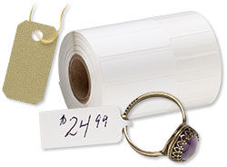 Two types of price tags and a ring with a price tag