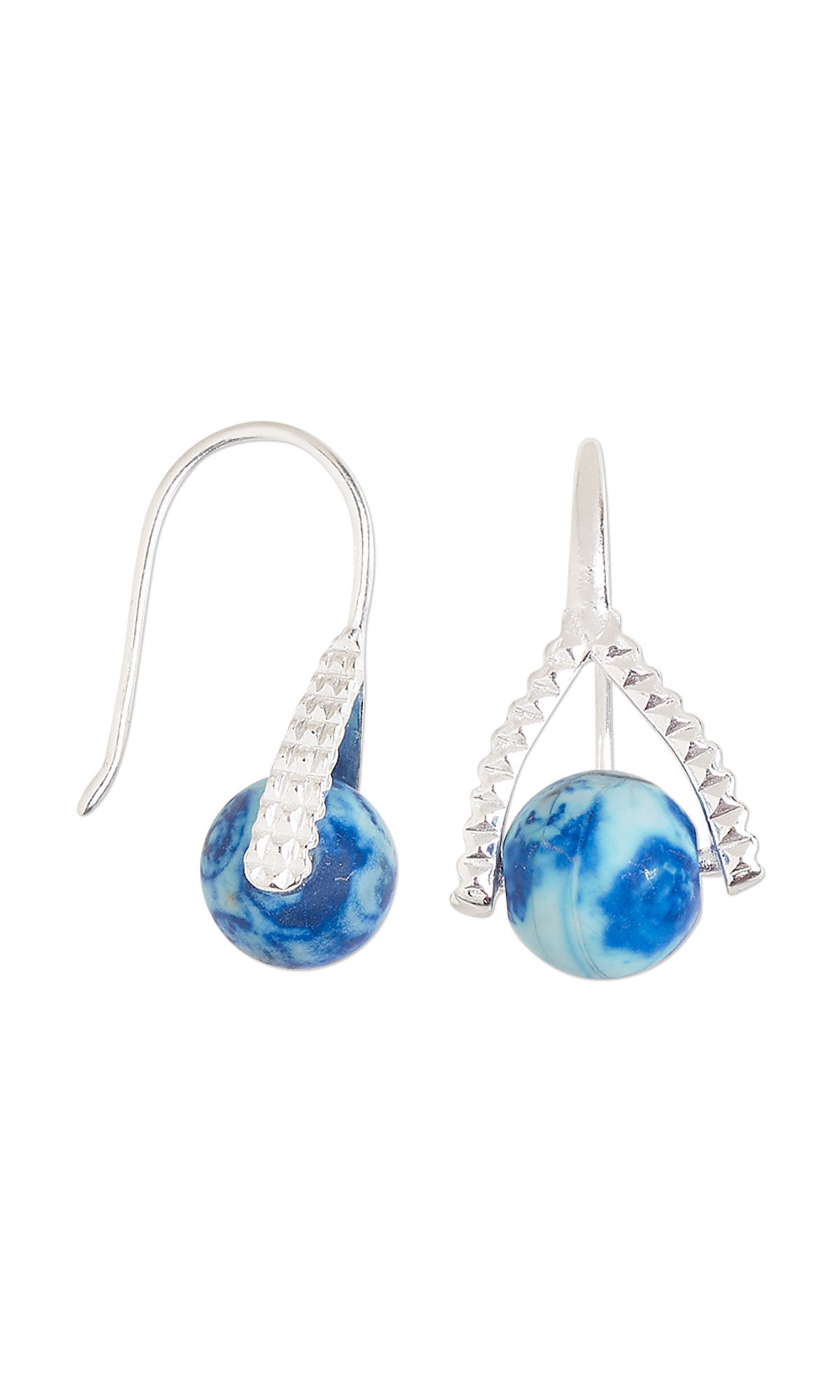 Earrings with blue crackle agate beads