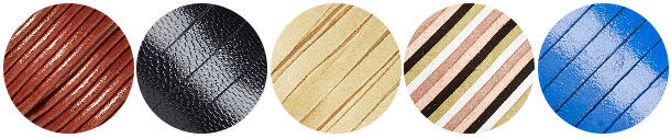 Brown, black, beige, multicolored and blue leather cord