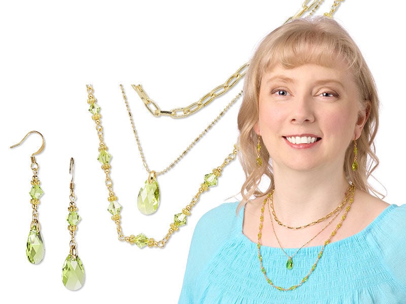 Model wearing jewelry made with chain