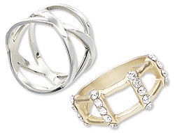 Geometric rings, 1 silver and 1 gold