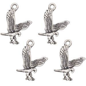 Charm, antique silver-finished "pewter" (zinc-based alloy) , 20x18mm single-sided eagle. Sold per pkg of 4.