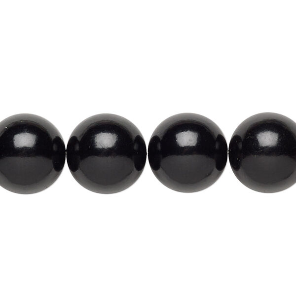 Jet 1pkg1, round bead natural B grade, 15.5-16 inch 12mm image number 0