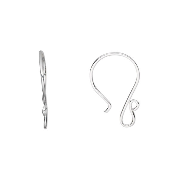 Ear wire, sterling silver, 19mm fishhook with open loop, 20 gauge. Sold per pair. image number 0