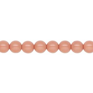 Pearl 200pk salmon rose, Preciosa Czech crystal 6mm round