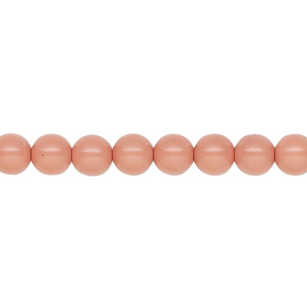 Pearl 200pk salmon rose, Preciosa Czech crystal 6mm round image number 0