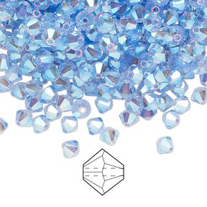 Bead 720pk light sapphire AB 2X, Preciosa Czech crystal 4mm bicone
