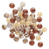 Drop mix 20g pk opaque multi-brown and white Preciosa Czech glass, 9mm puffed flat round image number 1