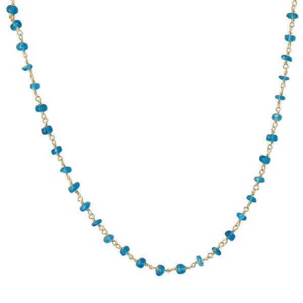 Necklace, teal apatite (natural) and gold-finished sterling silver, 3.5-4mm hand-cut faceted rondelle, 18 inches with S-hook clasp. Sold individually. image number 0
