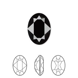 Fancy stone 1pk jet, Crystal Passions® 18x13mm oval 4120