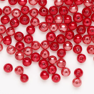 Glass pearl mix 1pkg250, dark red and fruit punch, 4mm round