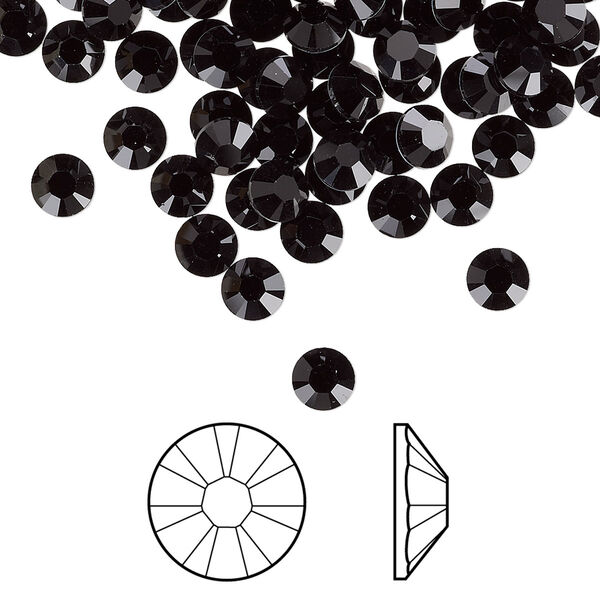 Flat back 1440pk jet foil back, Swarovski® hotfix 4.6-4.8mm rose round SS20 2078HF image number 0