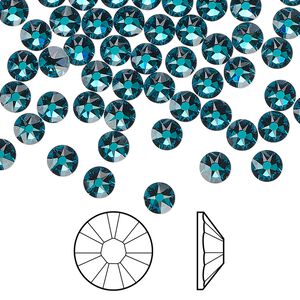 Flat back 144pk blue zircon foil back, Crystal Passions® 4.6-4.8mm rose round SS20 2088