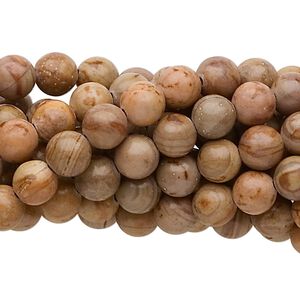 Limestone 1pkg10, round bead natural 15.5-16 inch 6mm
