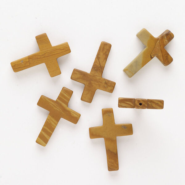 Landscape stone 1pkg6, half-drilled cross drop natural B grade, 25x18mm-26x19mm image number 0