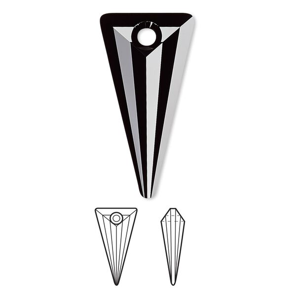 Drop 6pk jet, Crystal Passions® 28x14mm pendant spike 6480 image number 0