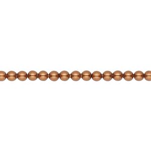 Pearl 100pk copper, Crystal Passions® 3mm round 5810