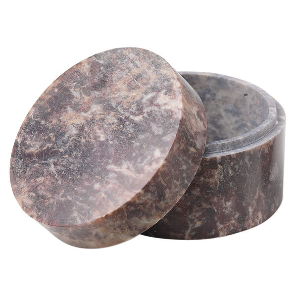 Trinket box, soapstone (natural), 1-1/4 x 2-1/4 inch round. Sold individually. image number 0