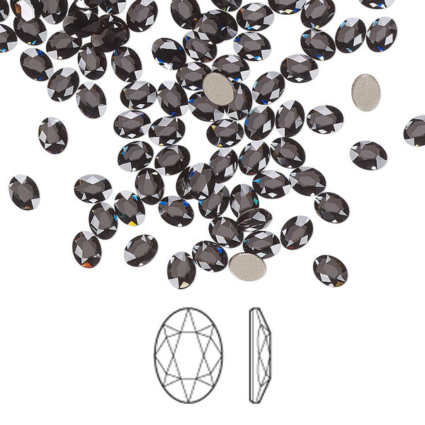Flat back 12pk graphite foil back, Crystal Passions® 4x3mm oval 2603 image number 0