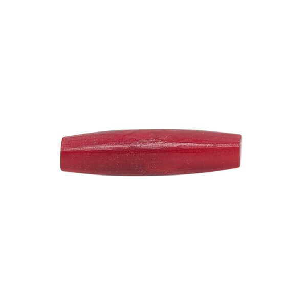 Bead, horn (dyed), red, 25x6mm-25x8mm hand-cut hairpipe, Mohs hardness 2-1/2. Sold per pkg of 40. image number 0