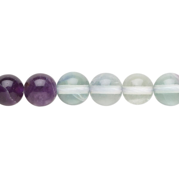 Bead, multi-fluorite (natural), 8mm round, A- grade, Mohs hardness 4. Sold per 15" to 16" strand. image number 0