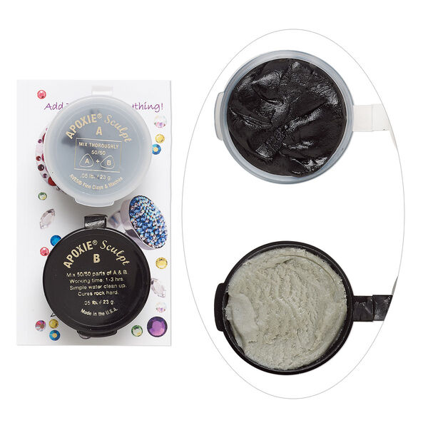 Adhesive, Apoxie® Sculpt, epoxy and polymer resin, black. Sold per 1/10 pound pkg. image number 0