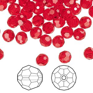 Bead 144pk light Siam, Crystal Passions® 6mm round 5000