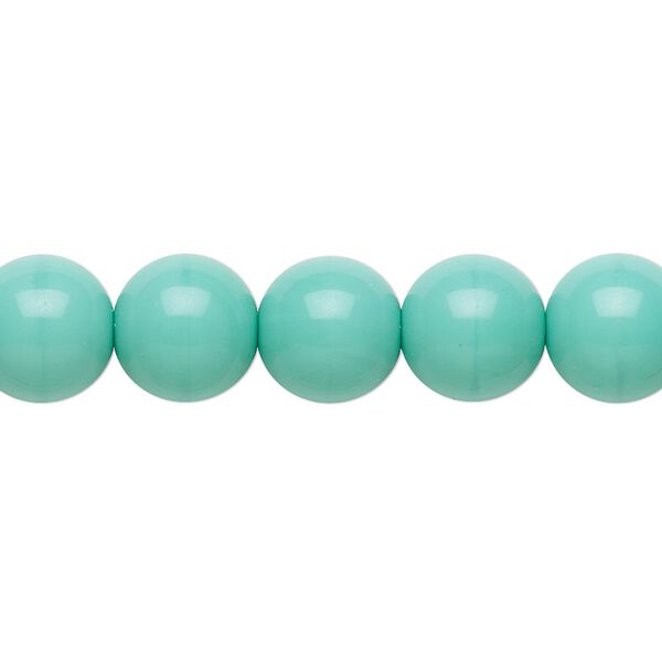 Bead, Preciosa Czech glass druk, pkg/15-1/2 to 16 inches, opaque turquoise green, 10mm round. image number 0