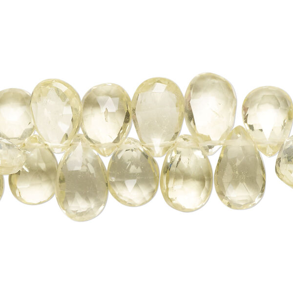 Lemon quartz 1pkg1, hand-cut top-drilled faceted teardrop bead 8 inch 9x6mm-15x9mm image number 0