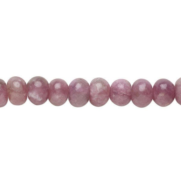 Bead, pink lepidolite (natural), 8x5mm rondelle, B grade, Mohs hardness 2-1/2 to 4. Sold per 8-inch strand, approximately 40 beads. image number 0