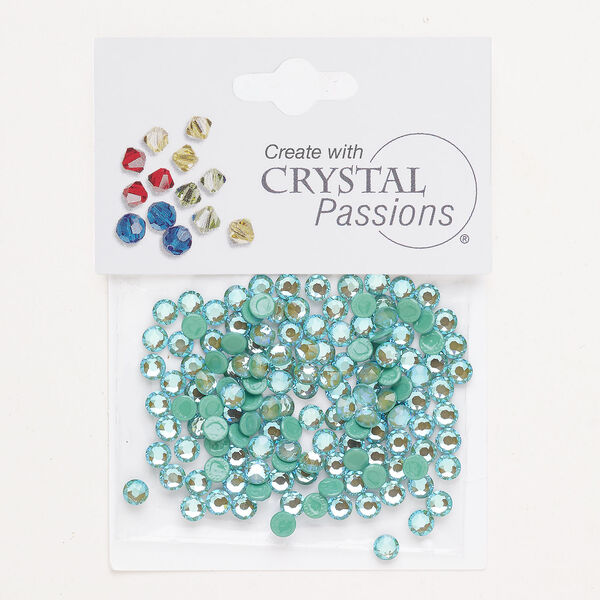 Flat back 1pkg144 silky sage foil back, Crystal Passions&reg; rhinestone 3.80-4.00mm hotfix round SS16 image number 0