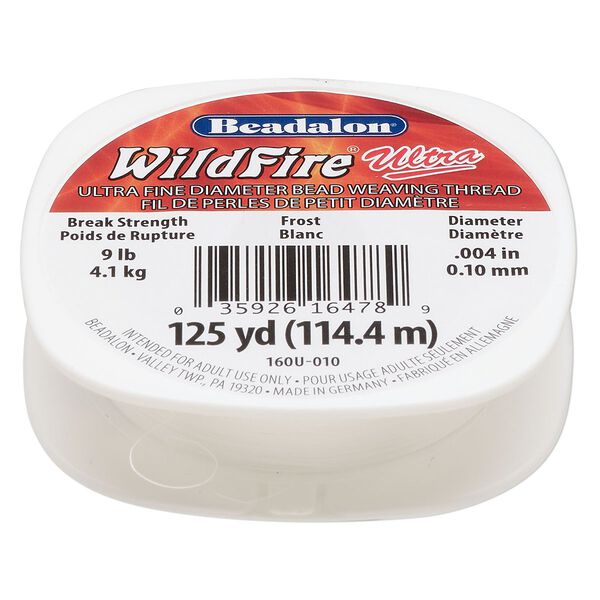 Thread, WildFire™ Ultra, polyester, frost, size 0.1 weaving thickness. Sold per 125-yard spool. image number 0