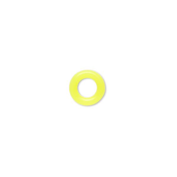 Component, Oh! Ring™, silicone, neon yellow, 9mm round with 5mm hole. Sold per pkg of 300. image number 0