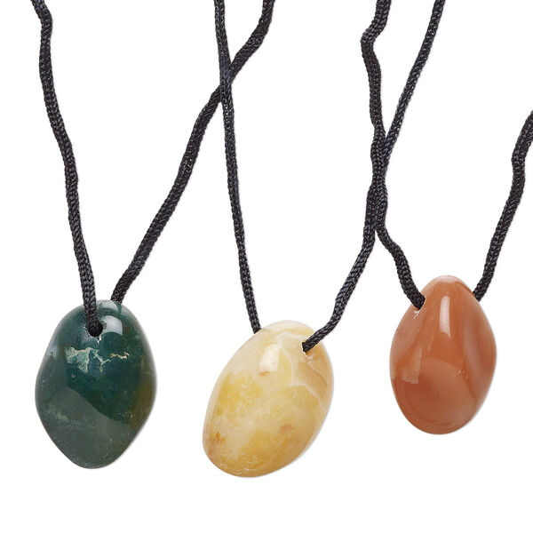 Multi-agate / nylon 1pkg3, nugget necklace 25 inch tie closure large image number 0