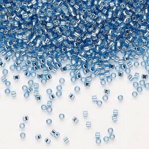 Seed bead, Delica®, glass, pkg/7.5g, #11 round, transparent silver-lined light blue (DB-1210).