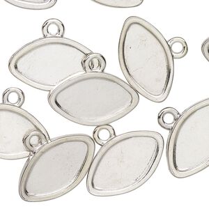 Drop, antique silver finish "pewter" (zinc-based alloy), 20x12mm marquise with 16.5x9mm marquise setting. Sold per pkg of 12.