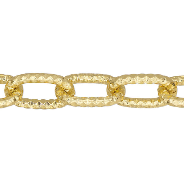 Chain, anodized aluminum, gold, 10.3mm textured cable. Sold per pkg of 5 feet. image number 0