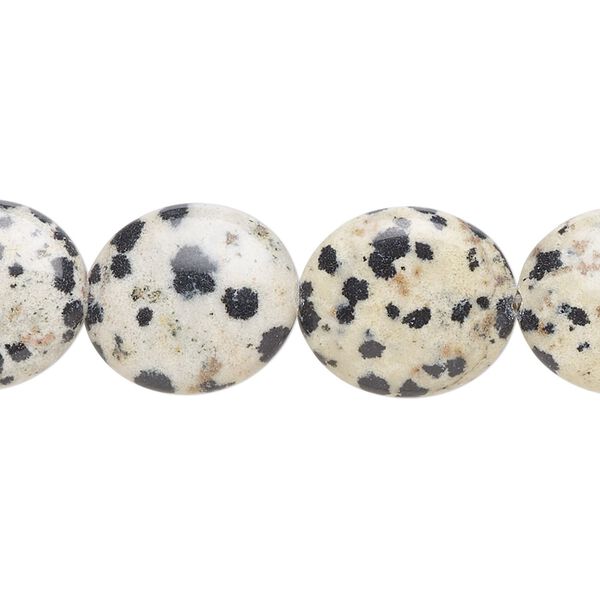 Dalmatian jasper 1pkg1, flat oval bead natural 15.5-16 inch 16x14mm image number 0