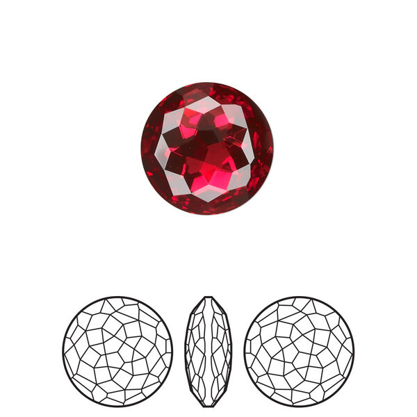Round stone 1pk scarlet foil back, Crystal Passions® 14mm fancy round 1383 image number 0